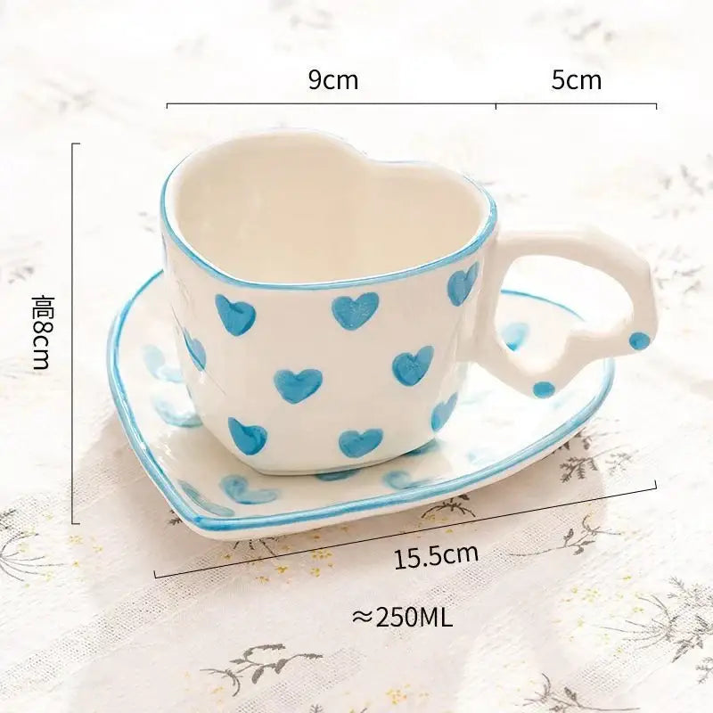 Pastel polka dot 250ml coffee cup and saucer set dining room ceramic