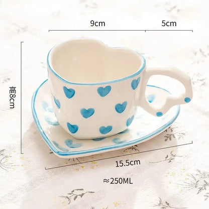 Pastel polka dot 250ml coffee cup and saucer set dining room ceramic