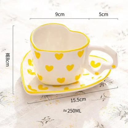 Pastel polka dot 250ml coffee cup and saucer set dining room ceramic