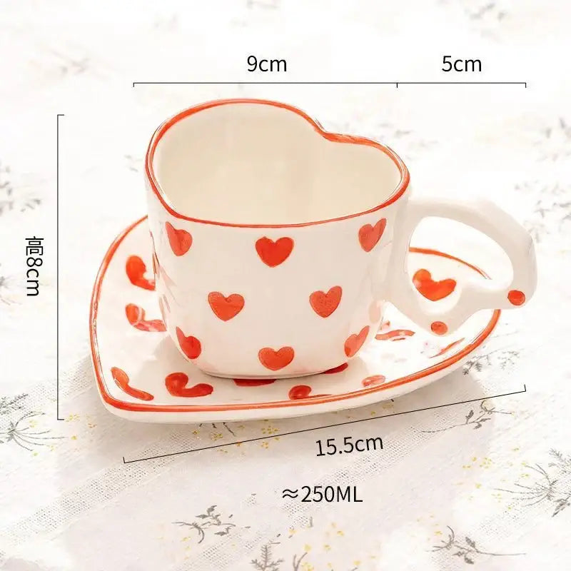 Pastel polka dot 250ml coffee cup and saucer set dining room ceramic