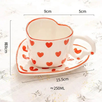 Pastel polka dot 250ml coffee cup and saucer set dining room ceramic