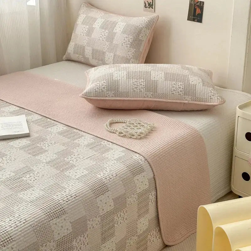 Pastel quilted cotton bed cover soft anti-slip tatami mat bedroom