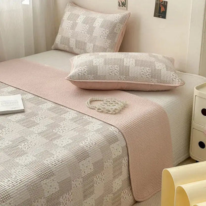 Pastel quilted cotton bed cover soft anti-slip tatami mat bedroom