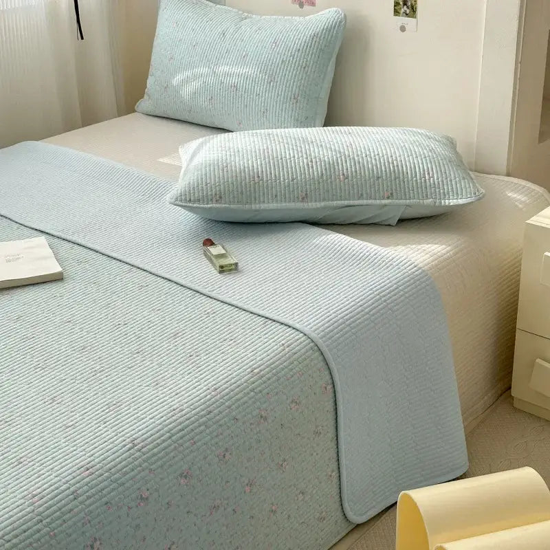Pastel quilted cotton bed cover soft anti-slip tatami mat bedroom