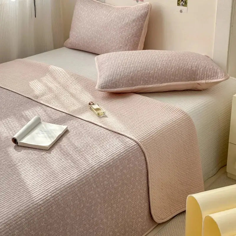 Pastel quilted cotton bed cover soft anti-slip tatami mat bedroom