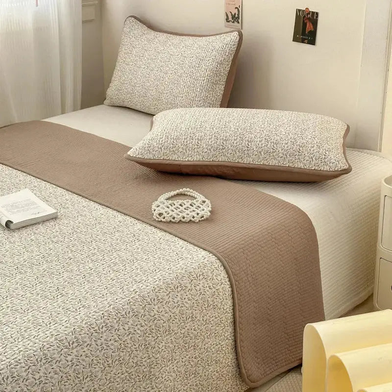 Pastel quilted cotton bed cover soft anti-slip tatami mat bedroom