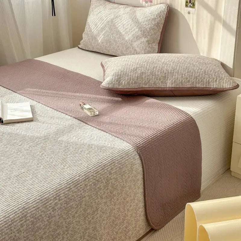 Pastel quilted cotton bed cover soft anti-slip tatami mat bedroom