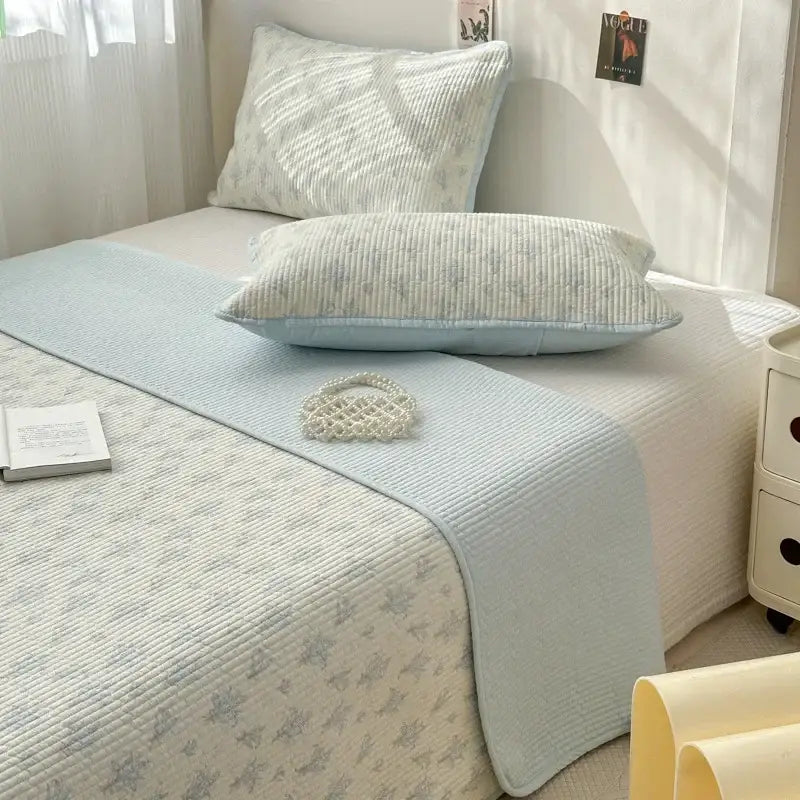 Pastel quilted cotton bed cover soft anti-slip tatami mat bedroom