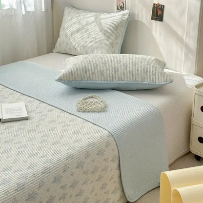 Pastel quilted cotton bed cover soft anti-slip tatami mat bedroom