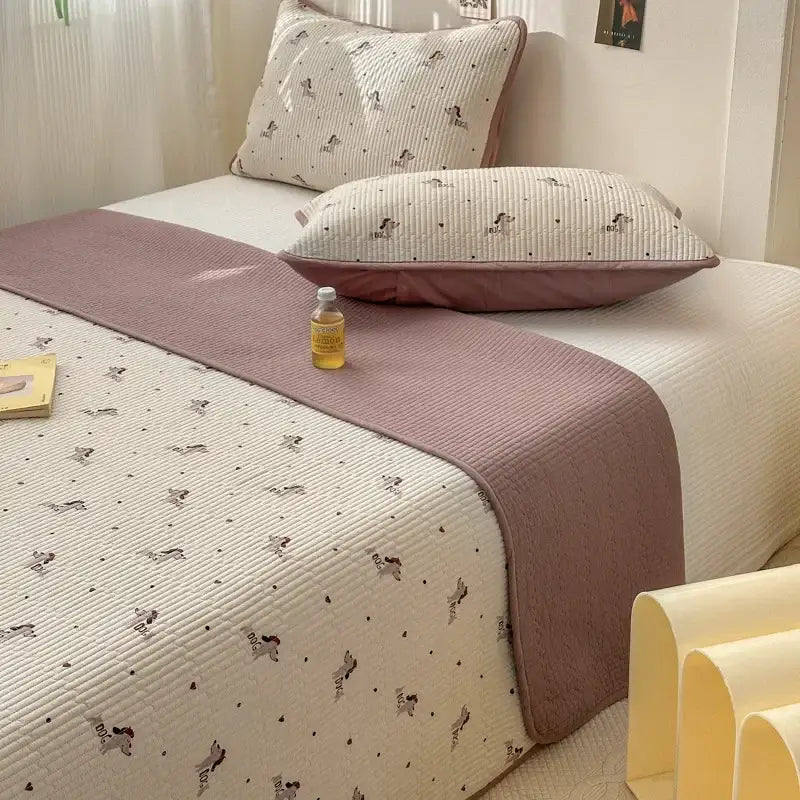 Pastel quilted cotton bed cover soft anti-slip tatami mat bedroom