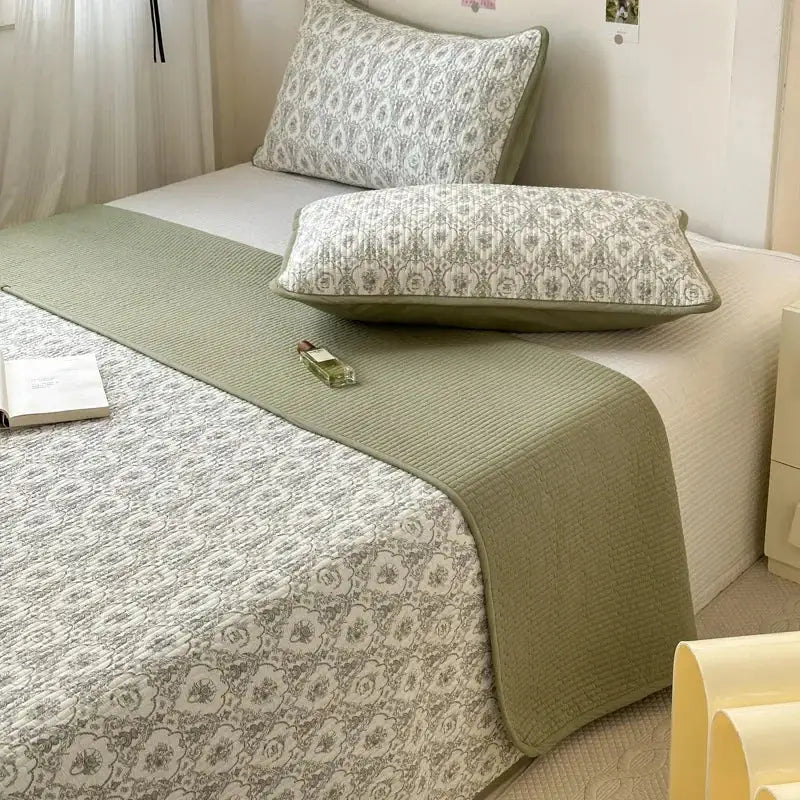 Pastel quilted cotton bed cover soft anti-slip tatami mat bedroom