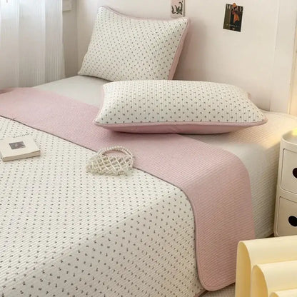 Pastel quilted cotton bed cover soft anti-slip tatami mat bedroom