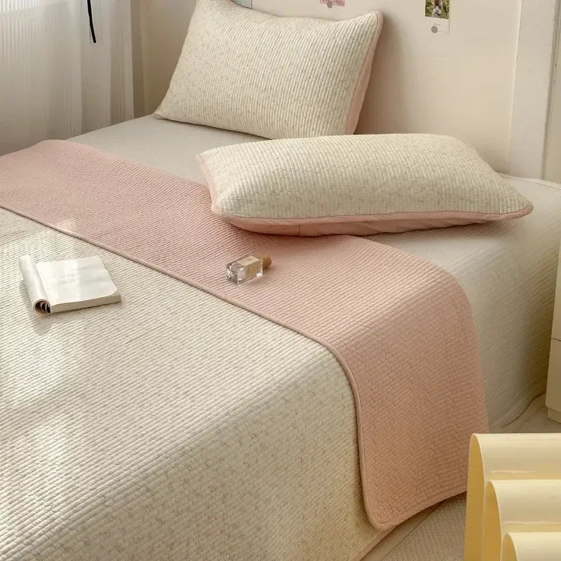 Pastel quilted cotton bed cover soft anti-slip tatami mat bedroom