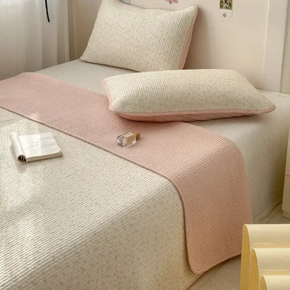 Pastel quilted cotton bed cover soft anti-slip tatami mat bedroom