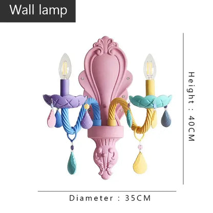 Pastel rainbow crystal candle chandelier bedroom light