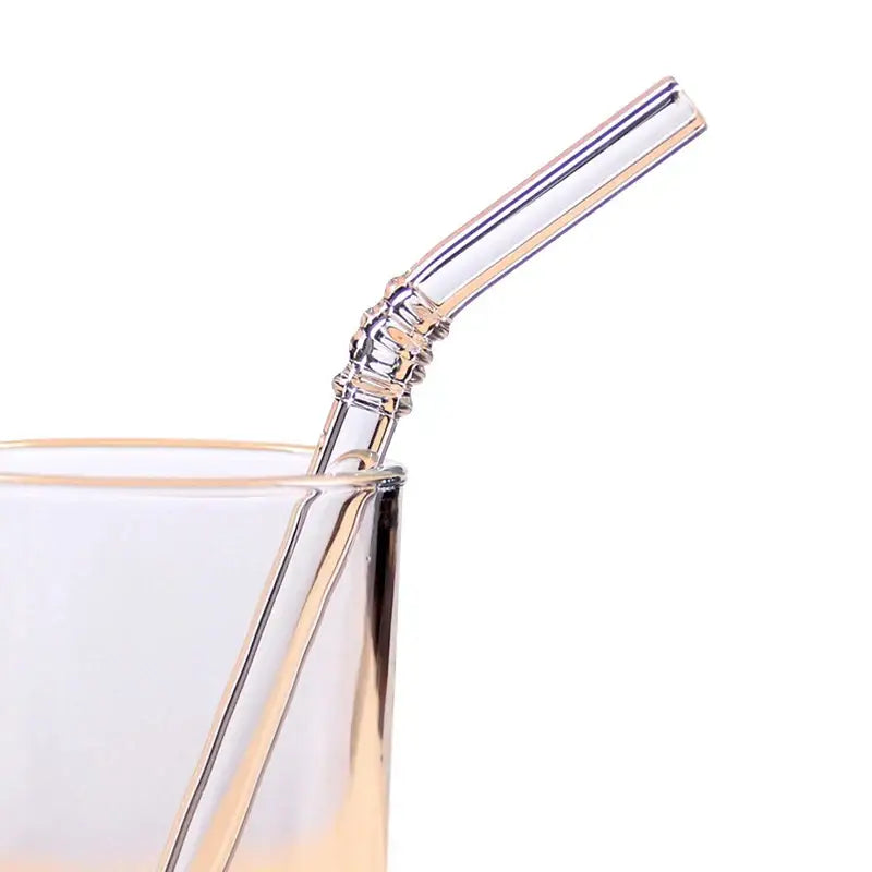 Pastel ridged glass straws set kitchen eco friendly drinking tubes