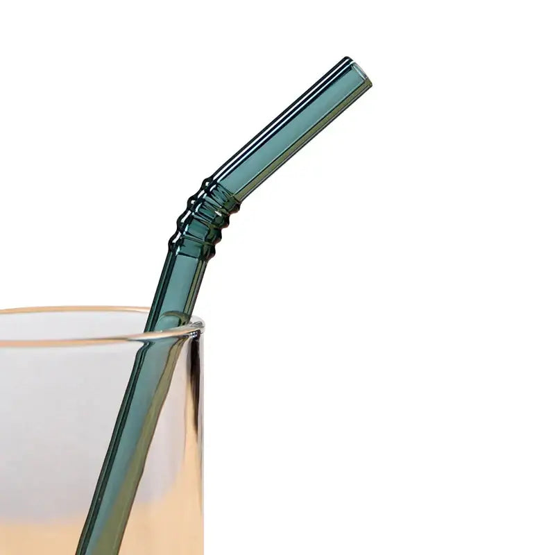 Pastel ridged glass straws set kitchen eco friendly drinking tubes
