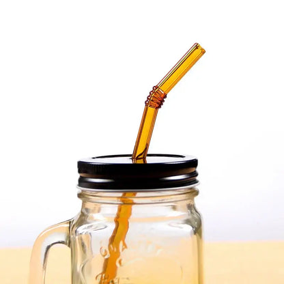 Pastel ridged glass straws set kitchen eco friendly drinking tubes