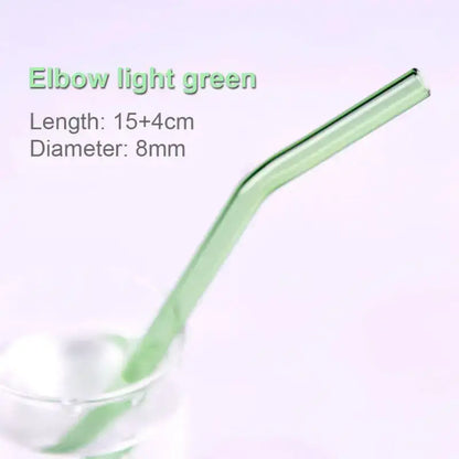 Pastel ridged glass straws set kitchen eco friendly drinking tubes