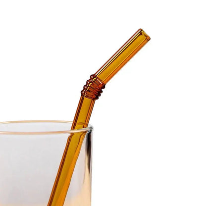 Pastel ridged glass straws set kitchen eco friendly drinking tubes