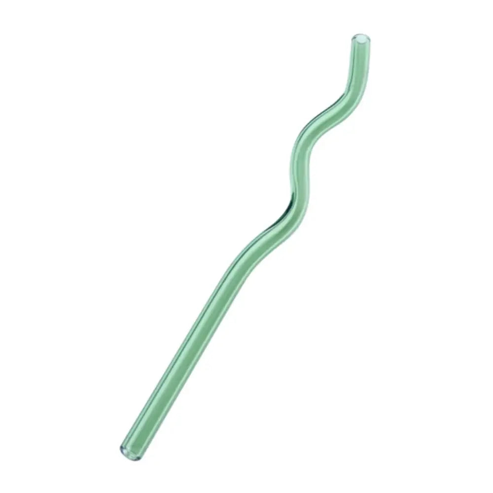 Pastel ridged glass straws set kitchen eco friendly drinking tubes