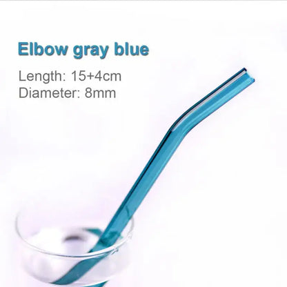 Pastel ridged glass straws set kitchen eco friendly drinking tubes