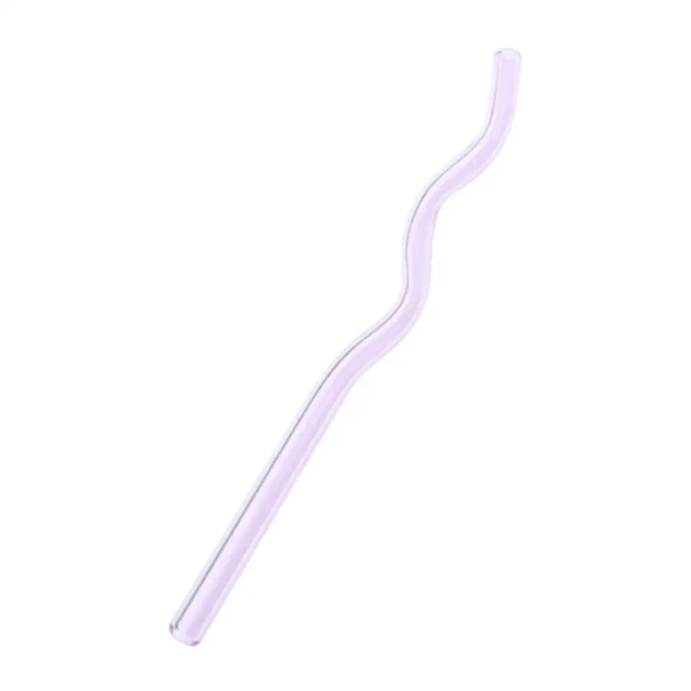 Pastel ridged glass straws set kitchen eco friendly drinking tubes