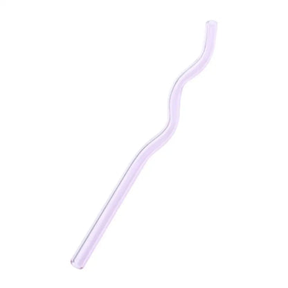 Pastel ridged glass straws set kitchen eco friendly drinking tubes