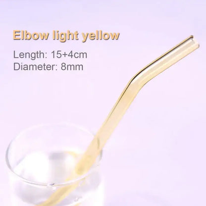Pastel ridged glass straws set kitchen eco friendly drinking tubes