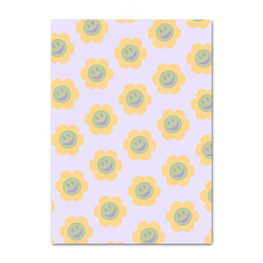 DecorBites™ Pastel Smiley Flower Canvas Art Print