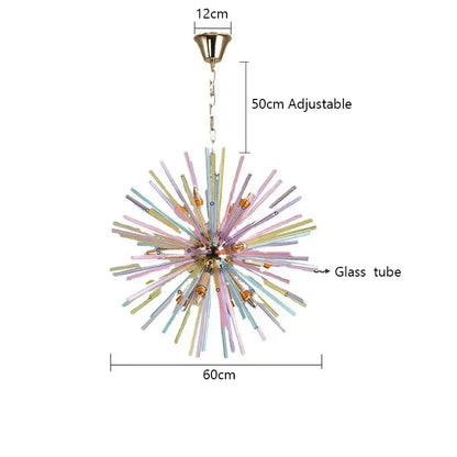 Pastel starburst dandelion chandelier glass pendant light bedroom