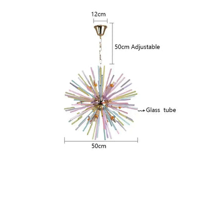 Pastel starburst dandelion chandelier glass pendant light bedroom