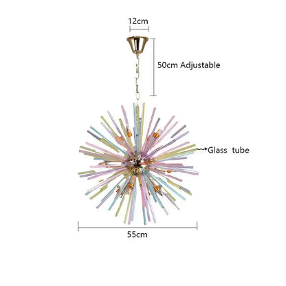Pastel starburst dandelion chandelier glass pendant light bedroom