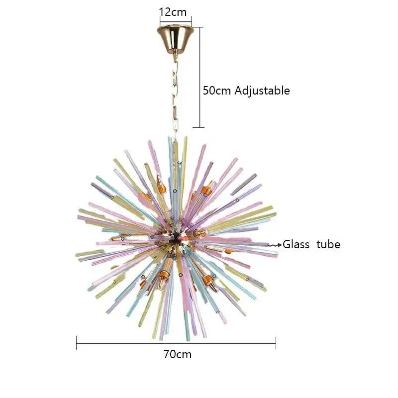 Pastel starburst dandelion chandelier glass pendant light bedroom