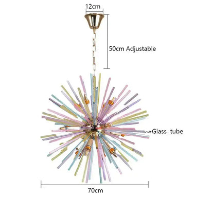 Pastel starburst dandelion chandelier glass pendant light bedroom