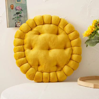 Pastel tufted cookie biscuit cushion soft throw pillow living room