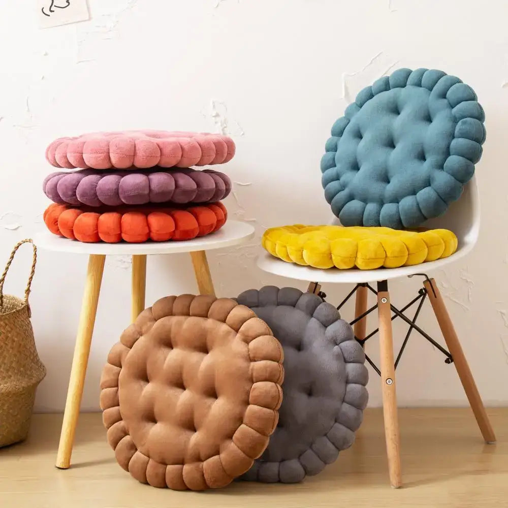 Pastel tufted cookie biscuit cushion soft throw pillow living room