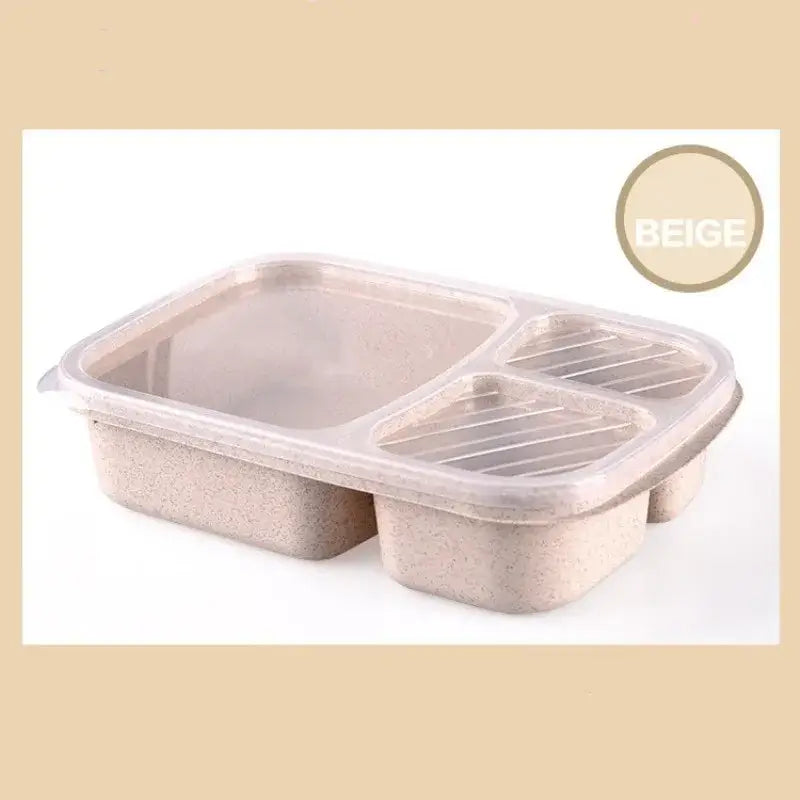 Pastel wheat straw bento box set kitchen three compartment lunch box