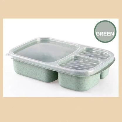 Pastel wheat straw bento box set kitchen three compartment lunch box