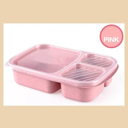 Pastel wheat straw bento box set kitchen three compartment lunch box