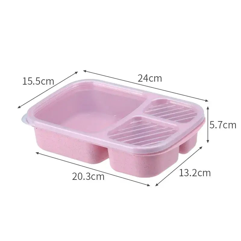 Pastel wheat straw bento box set kitchen three compartment lunch box