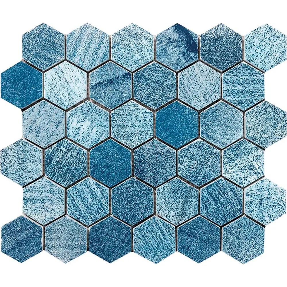 Patchwork Textured Hexagon Marble Mosaics 10 3/8x12