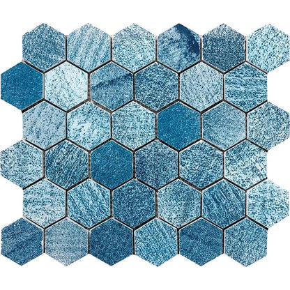 Patchwork Textured Hexagon Marble Mosaics 10 3/8x12