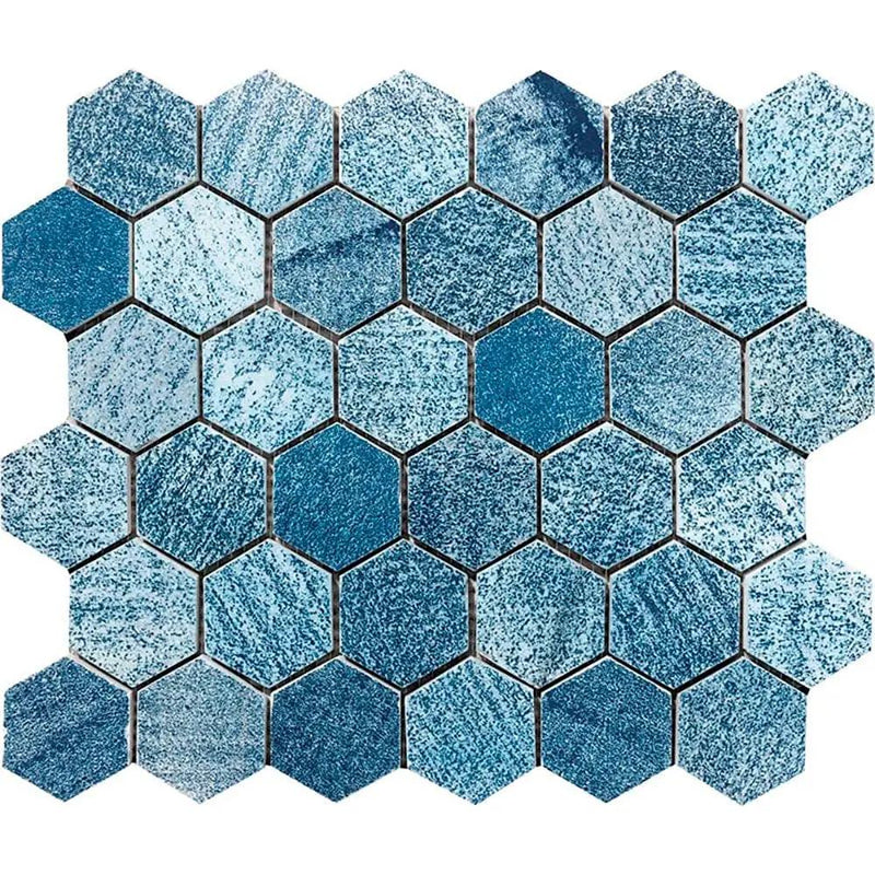 Patchwork Textured Hexagon Marble Mosaics 10 3/8x12