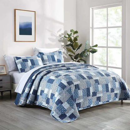 Patchwork rust & cream floral coverlet bedding set bedroom bedspread