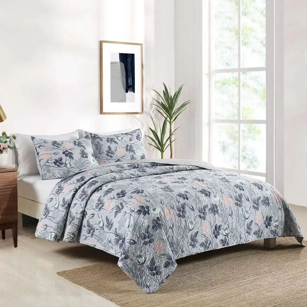 Patchwork rust & cream floral coverlet bedding set bedroom bedspread