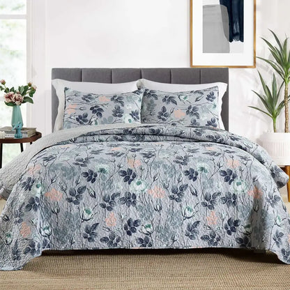 Patchwork rust & cream floral coverlet bedding set bedroom bedspread