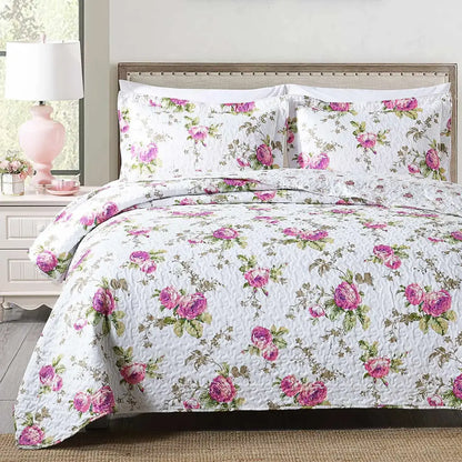 Patchwork rust & cream floral coverlet bedding set bedroom bedspread