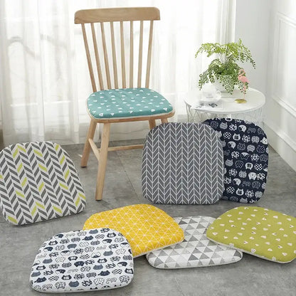 Patterned cotton hemp chair cushion for dining room seating