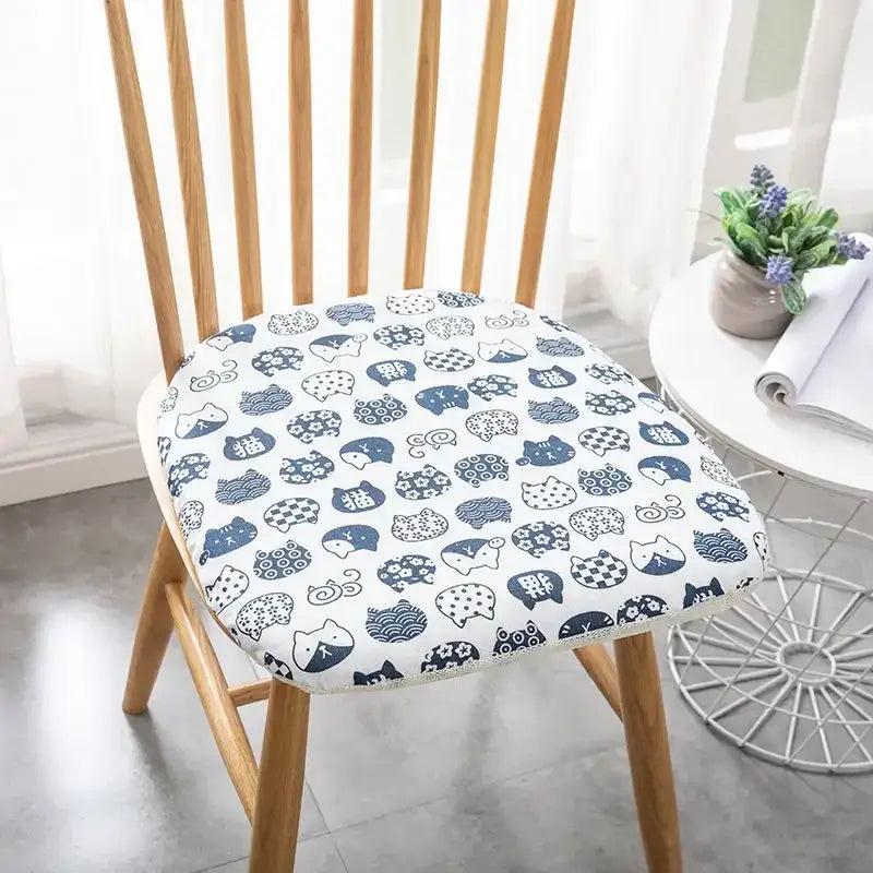 Patterned cotton hemp chair cushion for dining room seating